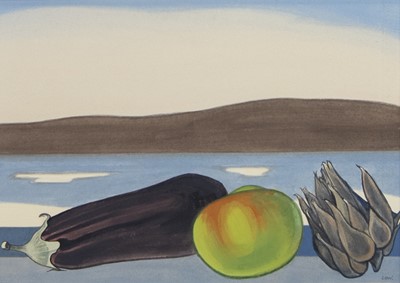 Lot 636 - STILL LIFE, FARA SUNSET, ORKNEY, A WATERCOLOUR BY BET LOW