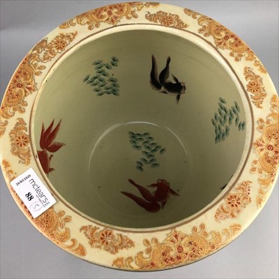 Lot 88 - A SMALL ASIAN CERAMIC FISH BOWL ON STAND AND FOUR OTHER ASIAN ITEMS