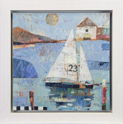 Lot 555 - A LATE EVENING SAIL, AN OIL BY SALLY ANNE FITTER