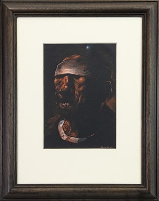 Lot 712 - THE BETRAYAL, A PASTEL BY PETER HOWSON