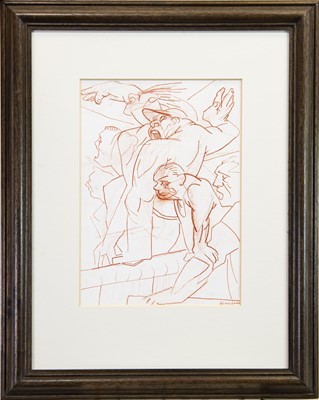 Lot 748 - FIGURE STUDIES, A PASTEL BY PETER HOWSON