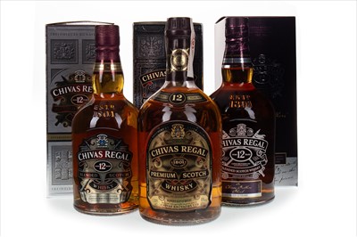 Lot 412 - TWO LITRES AND ONE BOTTLE OF CHIVAS REGAL 12 YEARS OLD