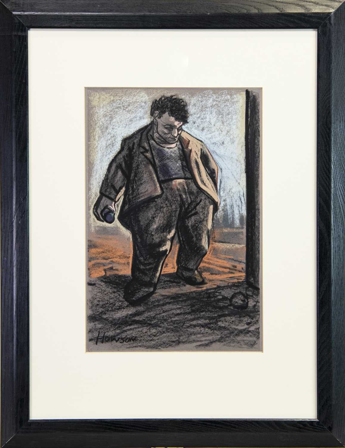 Lot 657 THE DRUNK, A PASTEL BY PETER HOWSON