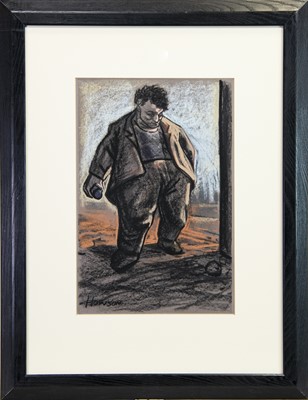 Lot 657 - THE DRUNK, A PASTEL BY PETER HOWSON