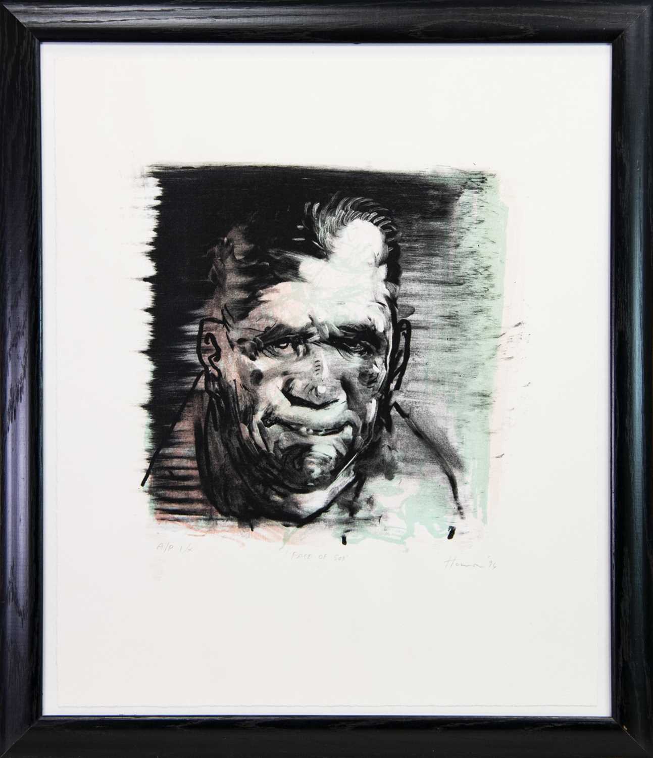 Lot 559 - FACE OF GOD, A LITHOGRAPH BY PETER HOWSON