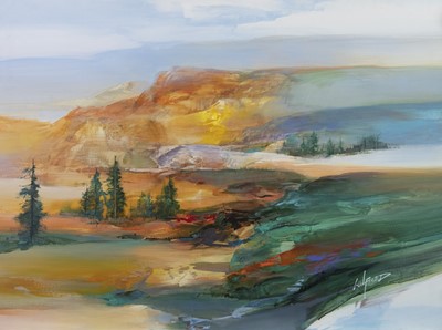 Lot 753 - GREAT OUTDOORS, AN ACRYLIC BY WILFRED LANG