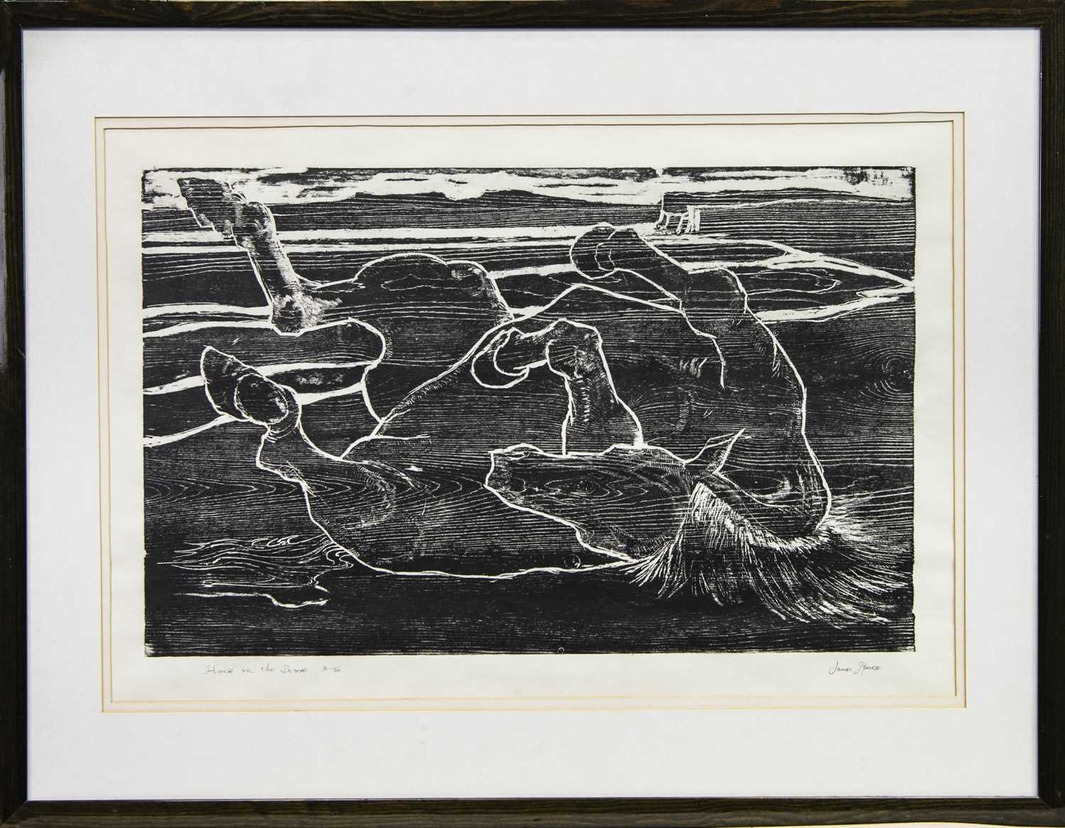 Lot 11 - HORSE ON THE SHORE, A WOODCUT BY JAMES SPENCE