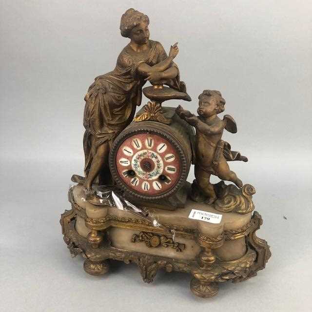 Lot 179 - A VICTORIAN FRENCH FIGURAL MANTEL CLOCK
