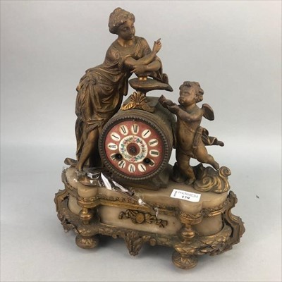 Lot 179 - A VICTORIAN FRENCH FIGURAL MANTEL CLOCK