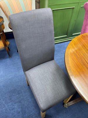 Lot 292 - A SET OF SIX MODERN FABRIC DINING CHAIRS