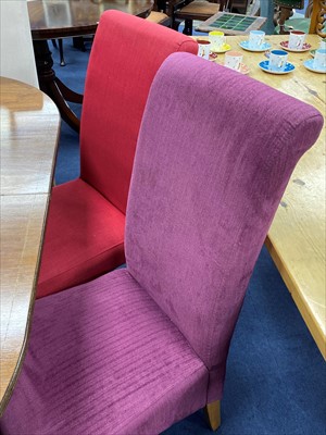Lot 292 - A SET OF SIX MODERN FABRIC DINING CHAIRS