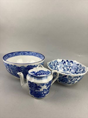 Lot 150 - A LOT OF DRINKING GLASSES AND BLUE AND WHITE CERAMICS