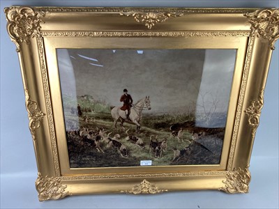 Lot 212 - A LARGE VICTORIAN CHRYSTOLEUM DEPICTING A FOX HUNTING SCENE
