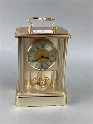 Lot 218 - A REPRODUCTION LANTERN CLOCK AND A CARRIAGE CLOCK