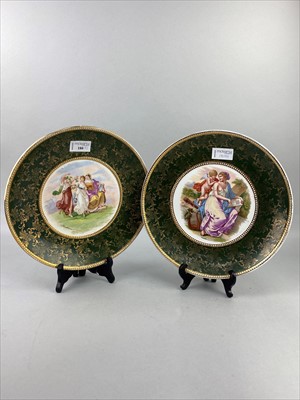 Lot 180 - A PAIR OF VIENNESE STYLE WALL PLATES AND A MODERN CHINESE PLATE