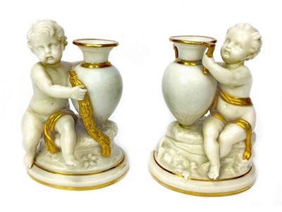 Lot 1049 - A PAIR OF WORCESTER KERR AND BINNS SPILL VASES