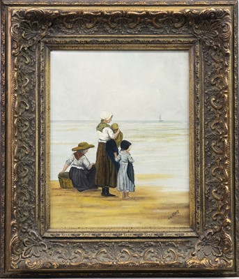 Lot 56 - FIGURES BY THE BEACH, AN OIL