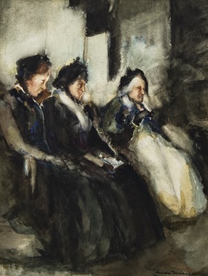Lot 60 - SEATED WOMAN, A WATERCOLOUR BY SOMERVILLE MACDONALD