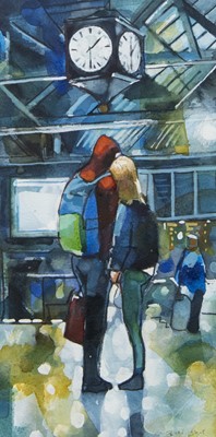 Lot 778 - ONE THIRTY AT CENTRAL STATION, A WATERCOLOUR BY BRYAN EVANS