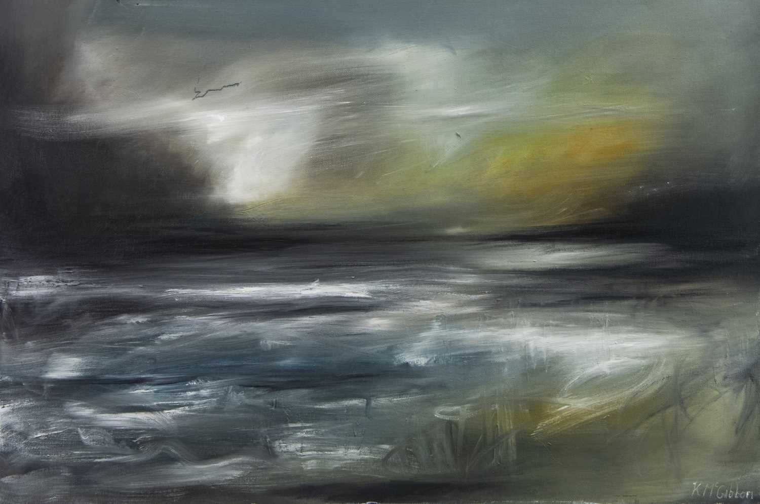 Lot 787 - DRAMATIC LANDSCAPE, GALLOWAY, AN OIL BY KERRIE MCGIBBON