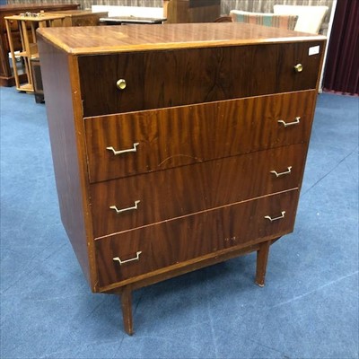Lot 156 - A STAINED WOOD CHEST OF DRAWERS AND A STAINED WOOD CHEST OF FOUR DRAWERS