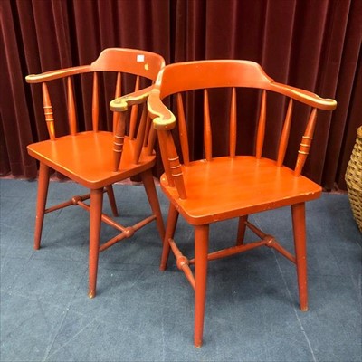 Lot 337 - A PAIR OF PAINTED PINE CHAIRS