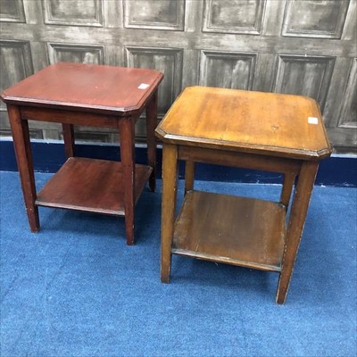 Lot 159 - A PAIR OF MODERN MAHOGANY SIDE TABLES, AN ARMCHAIR AND OTHER ITEMS