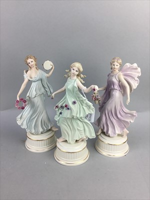 Lot 372 - A WEDGWOOD FIGURE OF 'THE DANCING HOURS' AND FIVE OTHER FIGURES