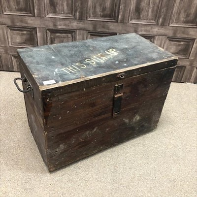 Lot 358 - A LOT OF WOODWORKING TOOLS IN A WOOD STORAGE BOX