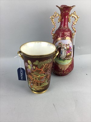 Lot 487 - A CARLTON WARE ROUGE ROYAL VASE AND OTHER CERAMICS
