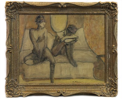 Lot 768 - NUDE FIGURES, AN OIL BY SIR ROBIN PHILIPSON