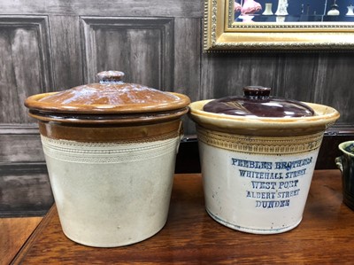 Lot 390 - A STONEWARE CROCK AND OTHER CROCKS