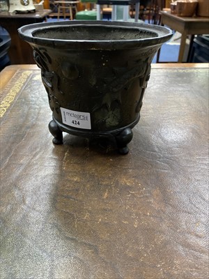 Lot 424 - A CHINESE BRONZE FERN POT