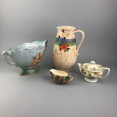Lot 13 - A GOUDA VASE, A CROWN DUCAL VASE AND OTHER CERAMICS