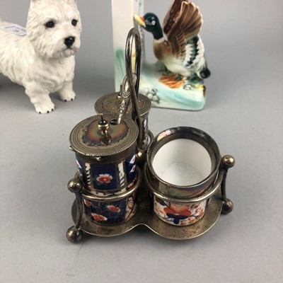 Lot 23 - A BESWICK SCOTTISH TERRIER DOG, A PAIR OF BOOKENDS AND OTHER ITEMS