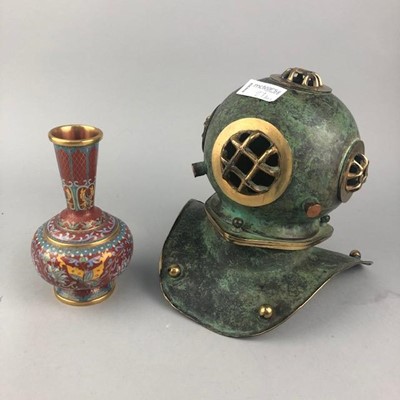 Lot 27 - A CHINESE CLOISONNE VASE, AN AFRICAN BRONZE SCULPTURE AND OTHER ITEMS