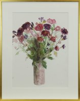 Lot 204 - * ANN ORAM RSW, FLOWERS pen and watercolour,...