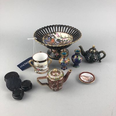 Lot 211 - A HAND PAINTED CHINESE DISH AND OTHER CERAMICS