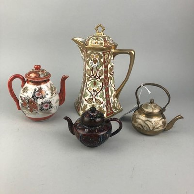 Lot 213 - A NORITAKE FLORAL AND GILT JUG AND THREE EASTERN TEA POTS