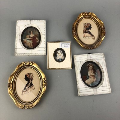 Lot 222 - A PAIR OF CHRISTINE SILVER SILHOUETTES AND OTHER PORTRAIT MINIATURES