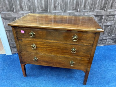 Lot 245 - A 20TH CENTURY OAK CHEST OF THREE DRAWERS