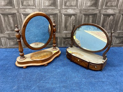 Lot 249 - AN EDWARDIAN MAHOGANY DRESSING MIRROR AND ANOTHER DRESSING MIRROR