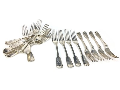 Lot 470 - A SET OF SIXTEEN VICTORIAN SILVER TABLE FORKS