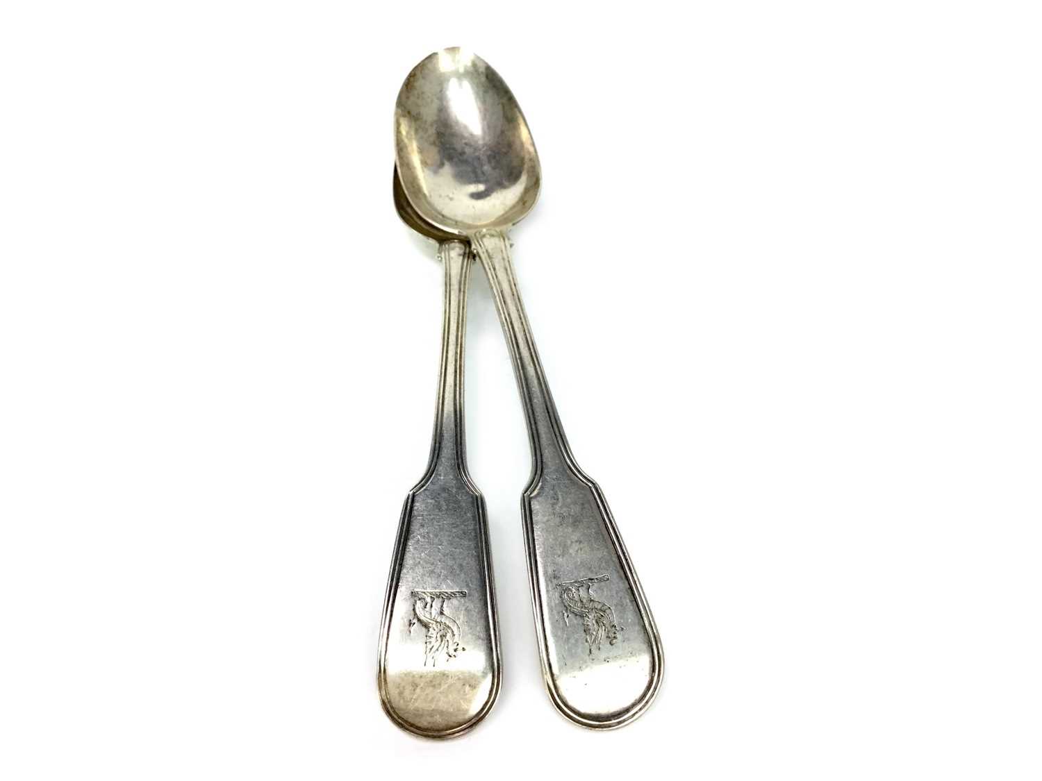 Lot 473 - A PAIR OF GEORGE III SILVER TABLE SPOONS
