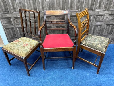 Lot 331 - A LOT OF THREE MAHOGANY DINING CHAIRS