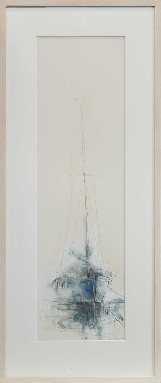 Lot 532 - BLUE YACHT, A MIXED MEDIA BY SARAH CARRINGTON
