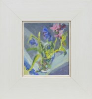 Lot 222 - * CATHY CAMPBELL, FLOWER STUDY oil on board,...