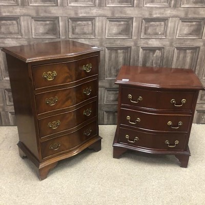 Lot 257 - A MAHOGANY REPRODUCTION CHEST OF DRAWERS AND ANOTHER