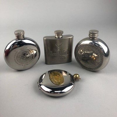 Lot 183 - A DALVEY POCKET CUP AND THREE HIP FLASKS