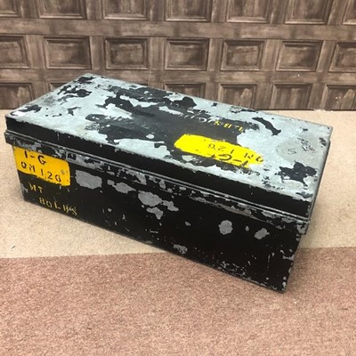 Lot 282 - A VINTAGE METAL TRUNK